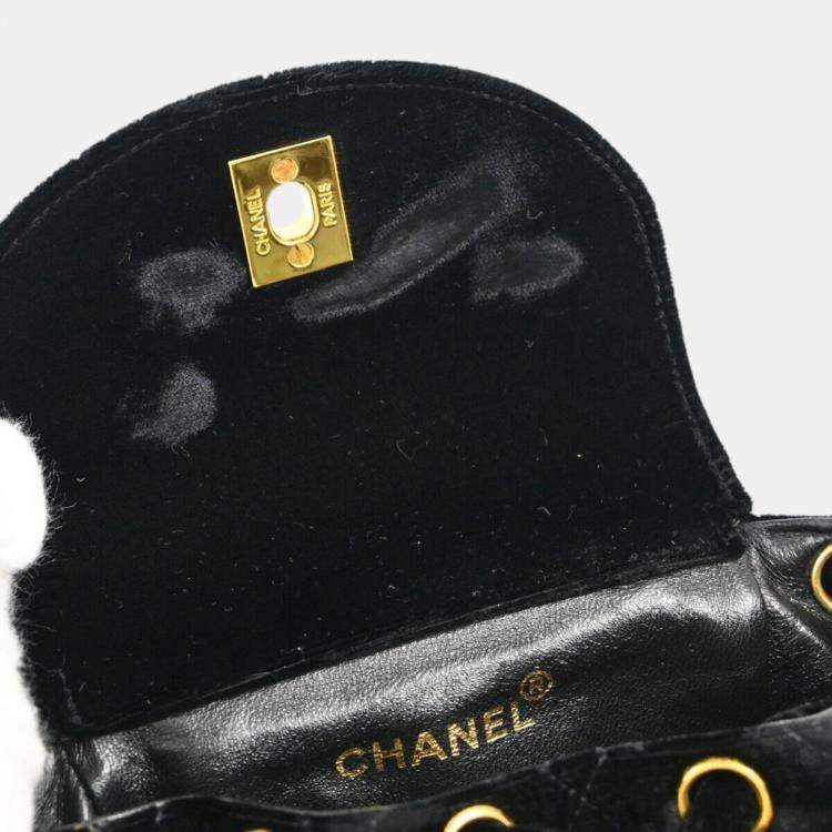 Pre Owned Chanel Black Velvet Small Duma Backpack  