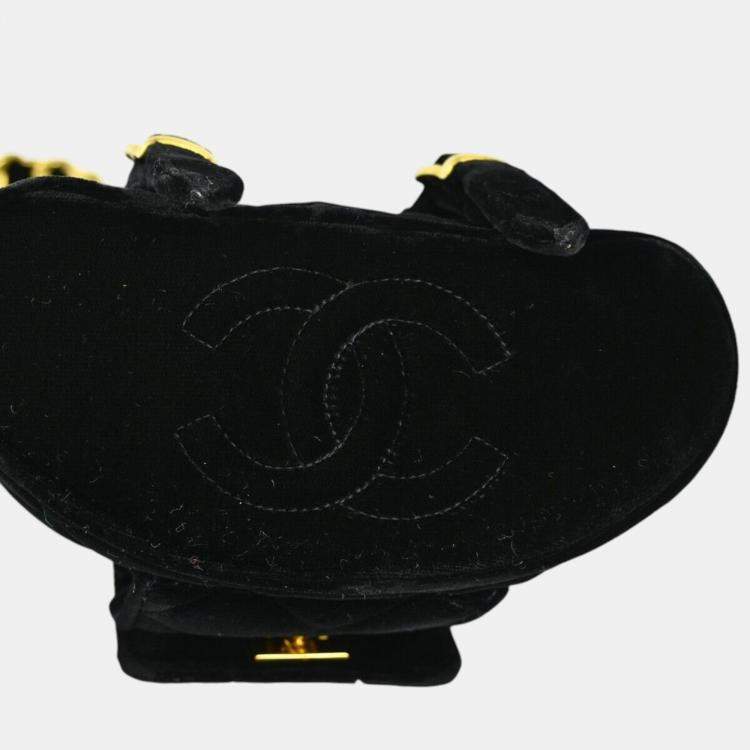 Pre Owned Chanel Black Velvet Small Duma Backpack  