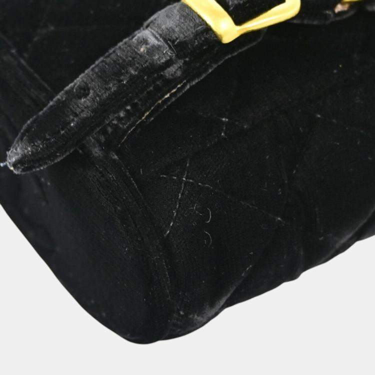 Pre Owned Chanel Black Velvet Small Duma Backpack  