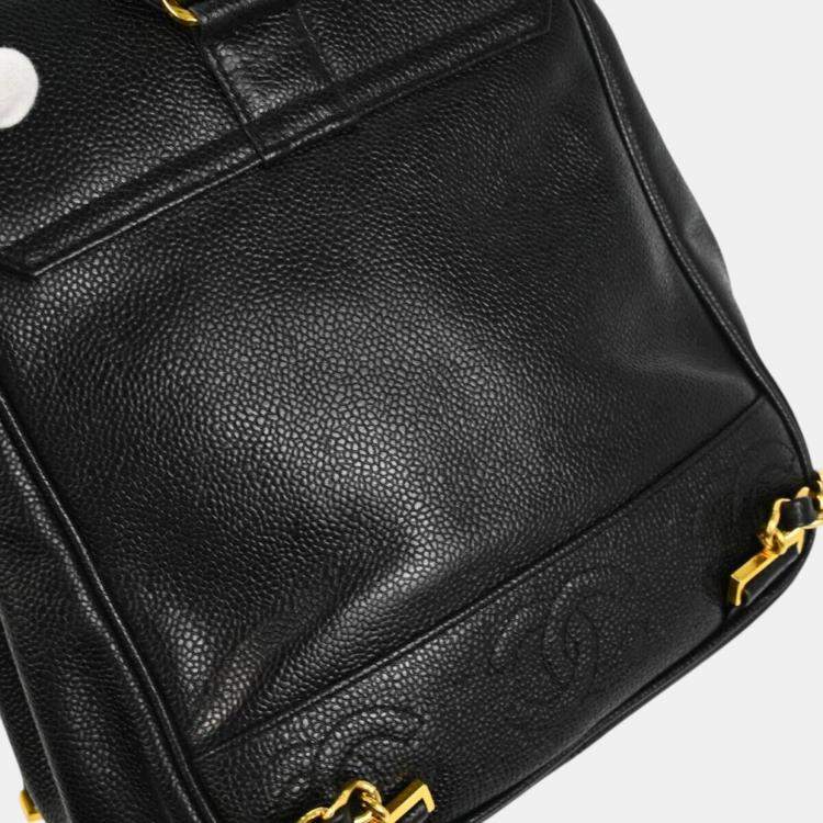 Pre Owned Chanel Black Calfskin Triple CC Backpack