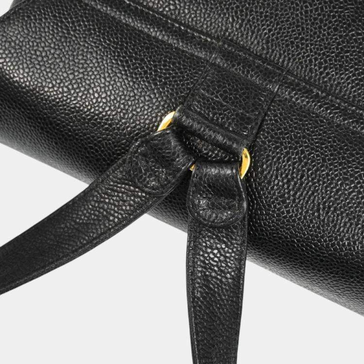 Pre Owned Chanel Black Calfskin Triple CC Backpack