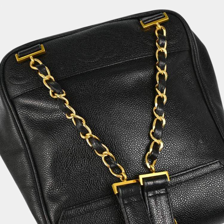 Pre Owned Chanel Black Calfskin Triple CC Backpack