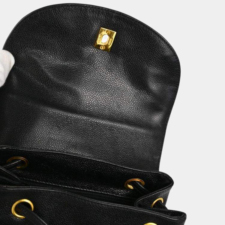 Pre Owned Chanel Black Calfskin Triple CC Backpack