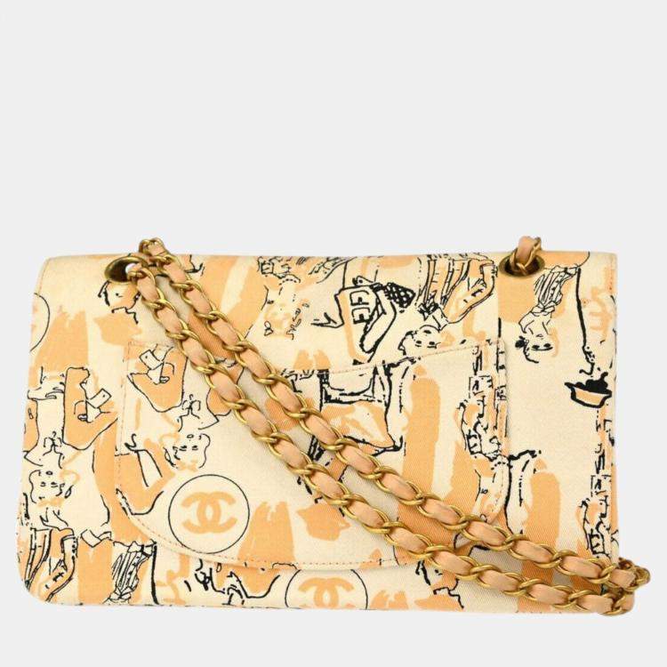 Pre Owned Chanel Multicolour Canvas Medium Classic Double Flap Shoulder Bag
