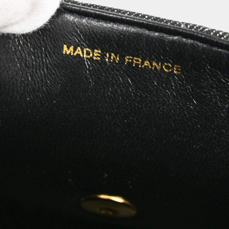 Pre Owned Chanel Black Denim Mini Classic Square Flap Shoulder Bag