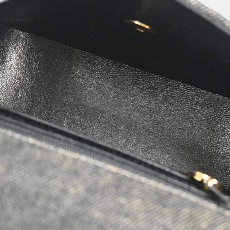 Pre Owned Chanel Black Denim Mini Classic Square Flap Shoulder Bag