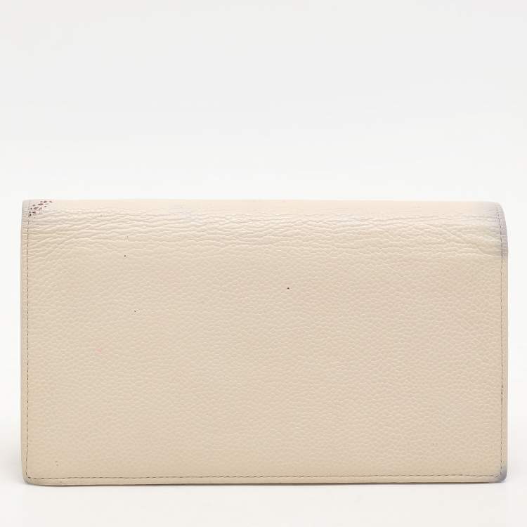 Pre Owned Chanel Cream Caviar Leather L Yen Wallet