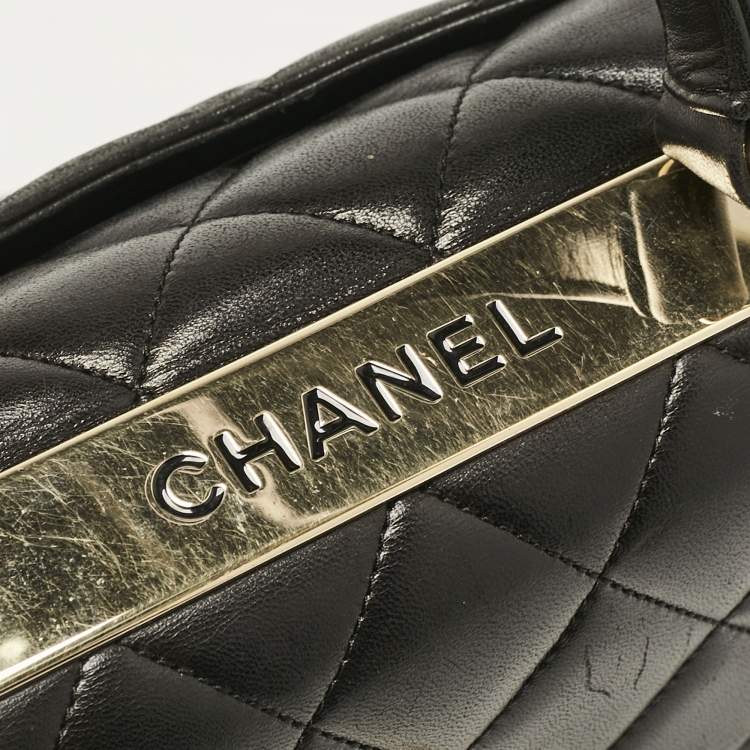 Pre Owned Chanel Black Quilted Leather Small Trendy CC Flap Bag