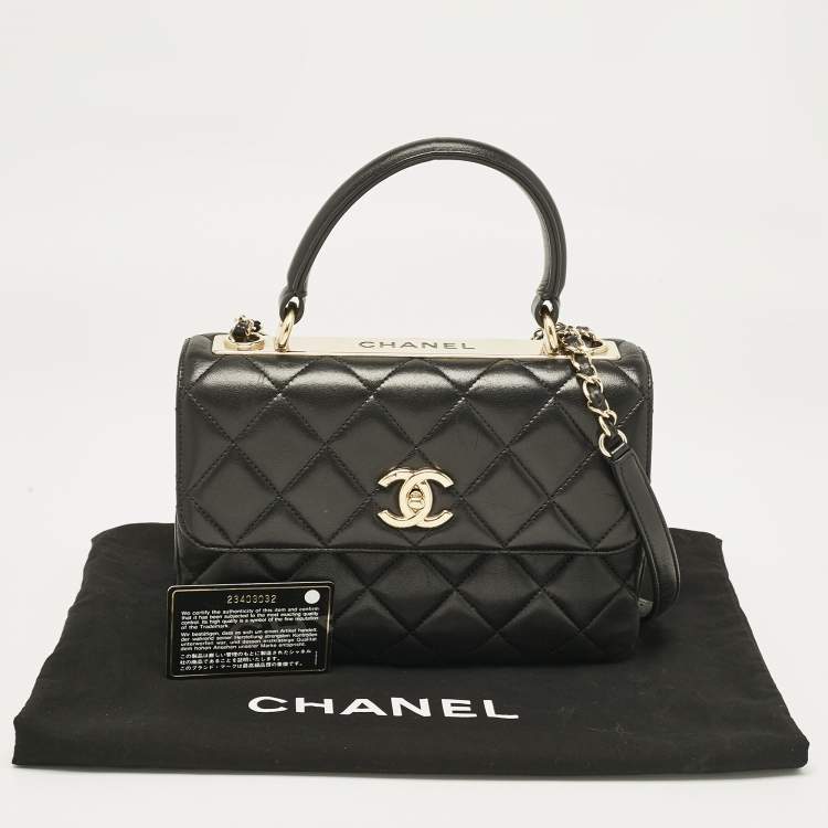 Pre Owned Chanel Black Quilted Leather Small Trendy CC Flap Bag