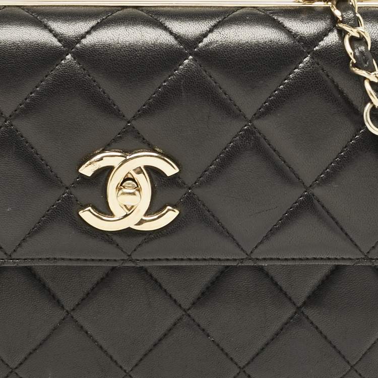 Pre Owned Chanel Black Quilted Leather Small Trendy CC Flap Bag