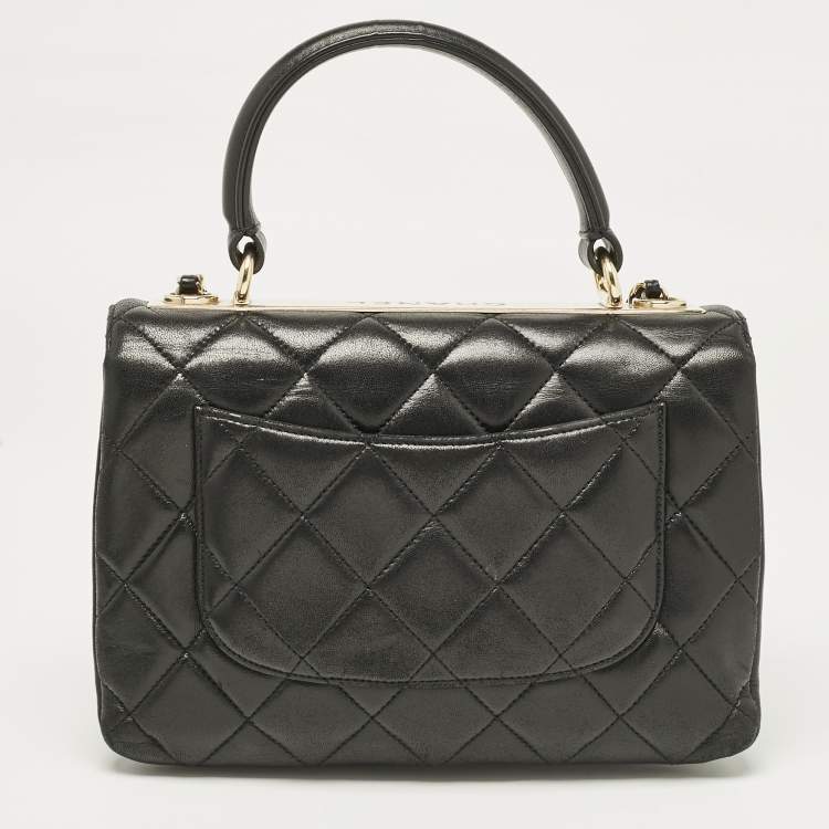 Pre Owned Chanel Black Quilted Leather Small Trendy CC Flap Bag