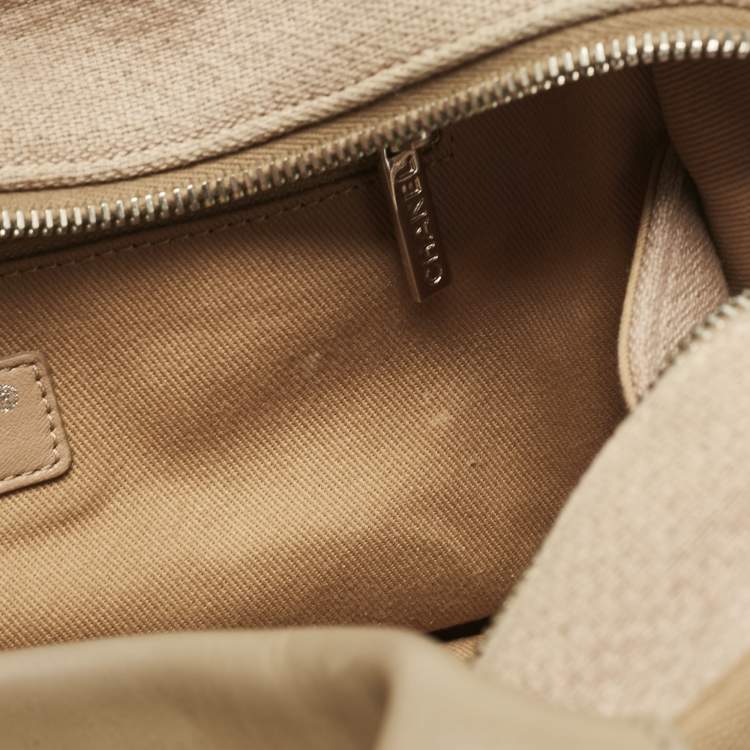 Pre Owned Chanel Beige Canvas Deauville Bowler Bag