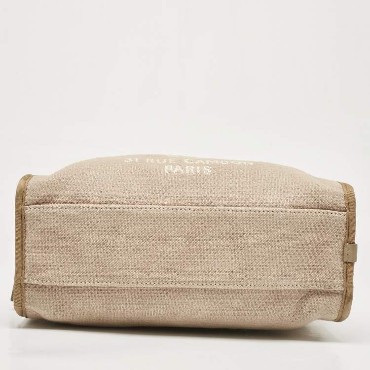 Pre Owned Chanel Beige Canvas Deauville Bowler Bag