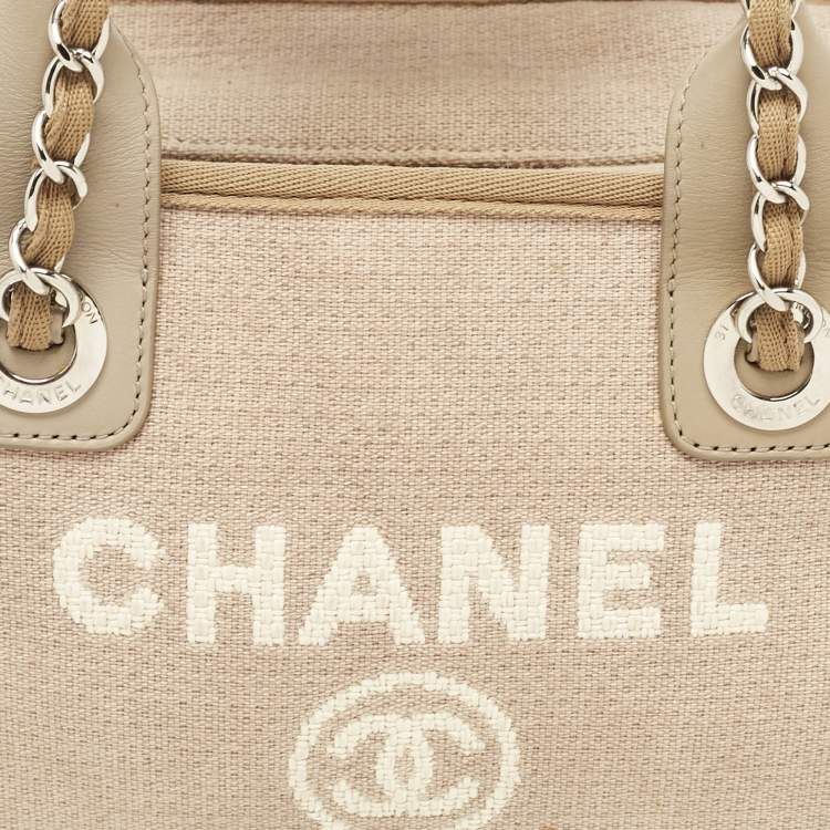 Pre Owned Chanel Beige Canvas Deauville Bowler Bag