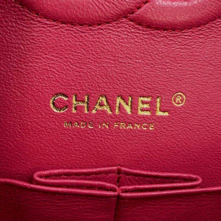 Pre Owned Chanel Pink Caviar Leather Medium Double Flap Chain Shoulder Bag 