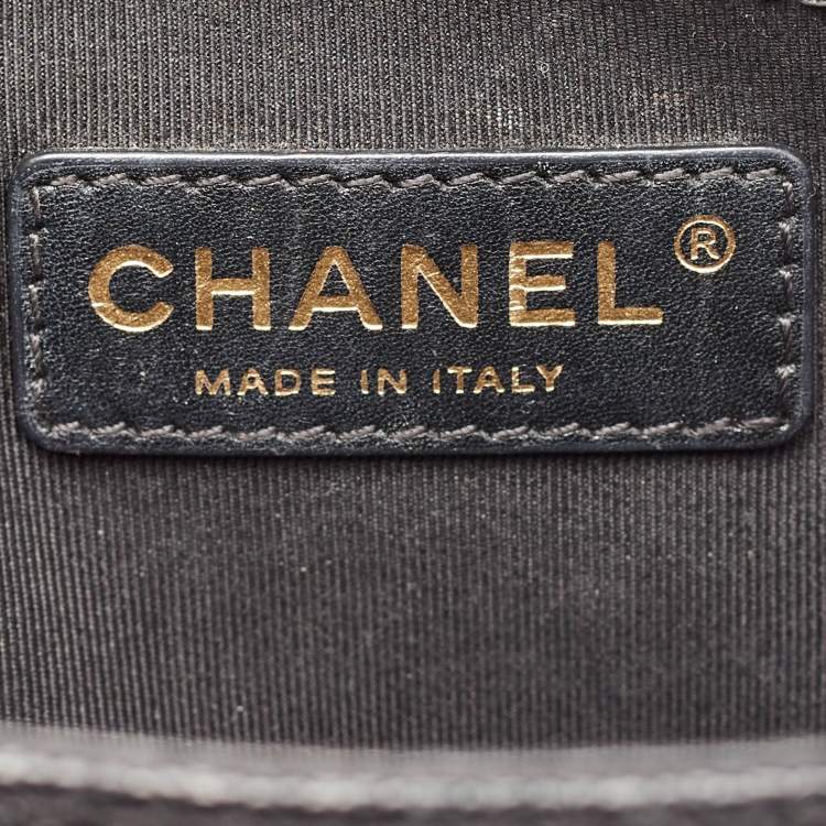 Pre Owned Chanel Black Quilted Caviar Leather Small Boy Flap Bag