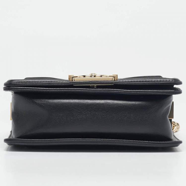 Pre Owned Chanel Black Textured Leather Small Boy Flap Bag