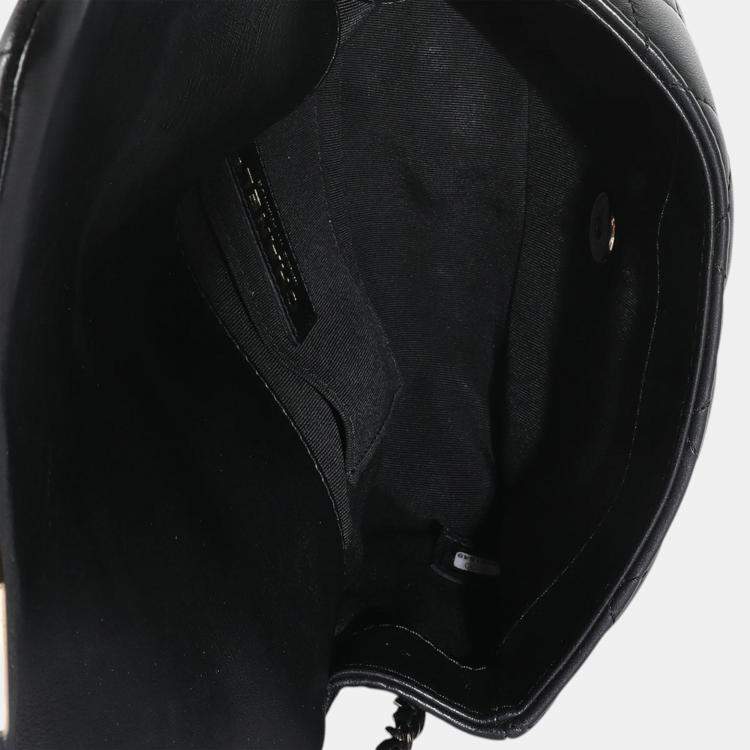 Pre Owned Chanel Black Quilted Lambskin Mini My Precious Pearls Flap Bag