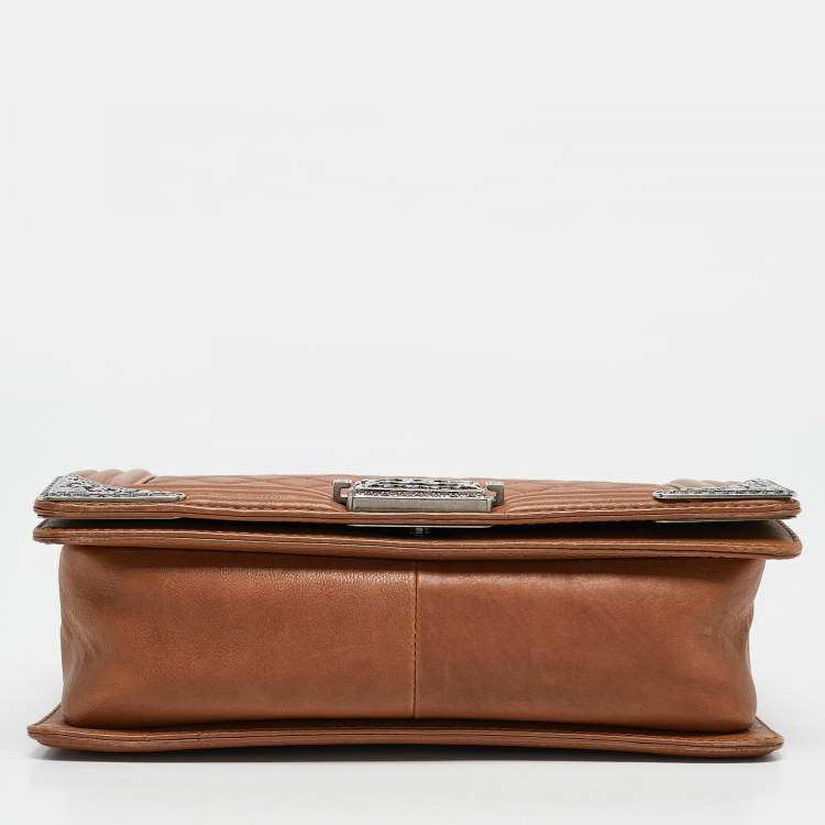 Pre Owned Chanel Brown Quilted Leather Medium Paris Dallas Boy Flap Bag