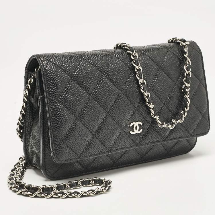 Pre Owned Chanel Black Quilted Caviar Leather WOC Bag