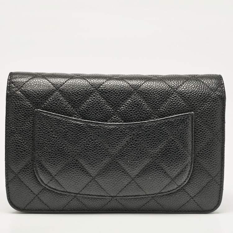 Pre Owned Chanel Black Quilted Caviar Leather WOC Bag