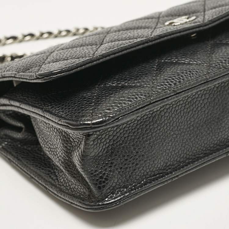 Pre Owned Chanel Black Quilted Caviar Leather WOC Bag