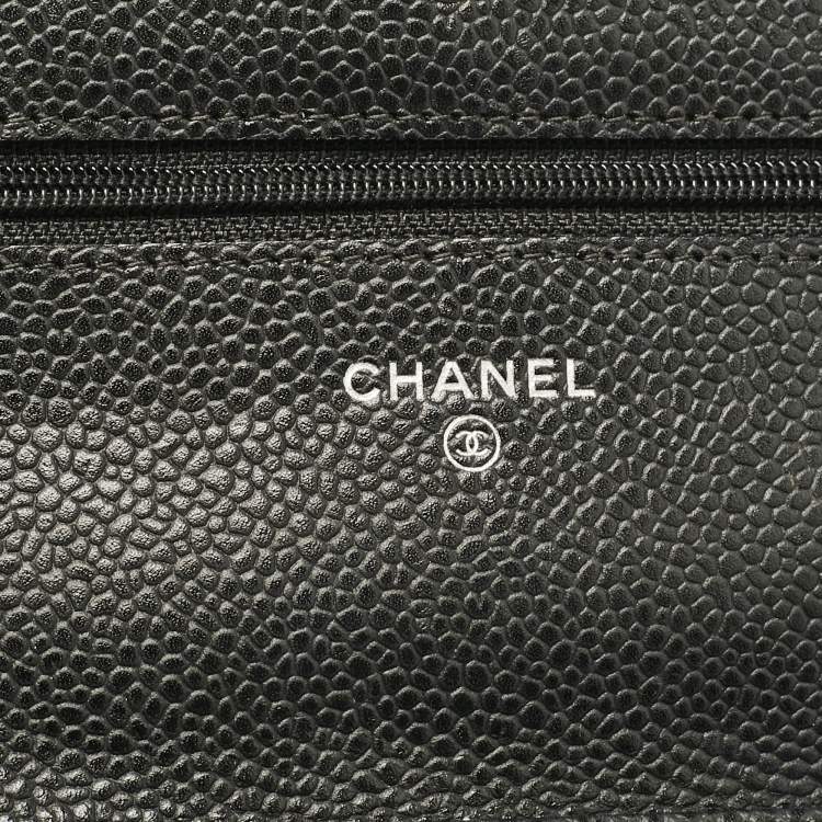 Pre Owned Chanel Black Quilted Caviar Leather WOC Bag