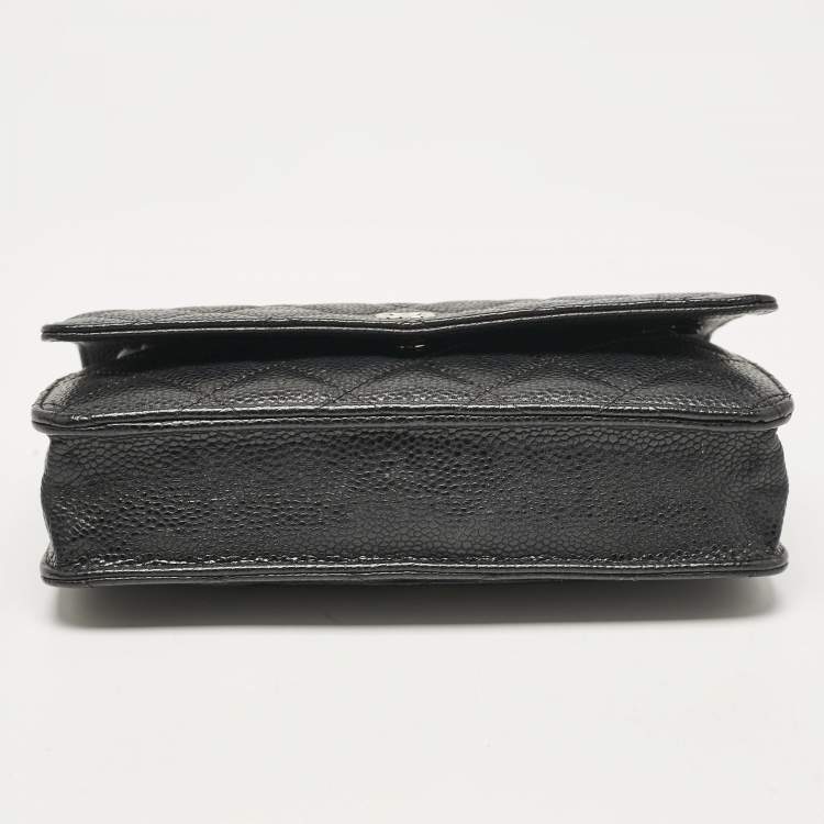 Pre Owned Chanel Black Quilted Caviar Leather WOC Bag