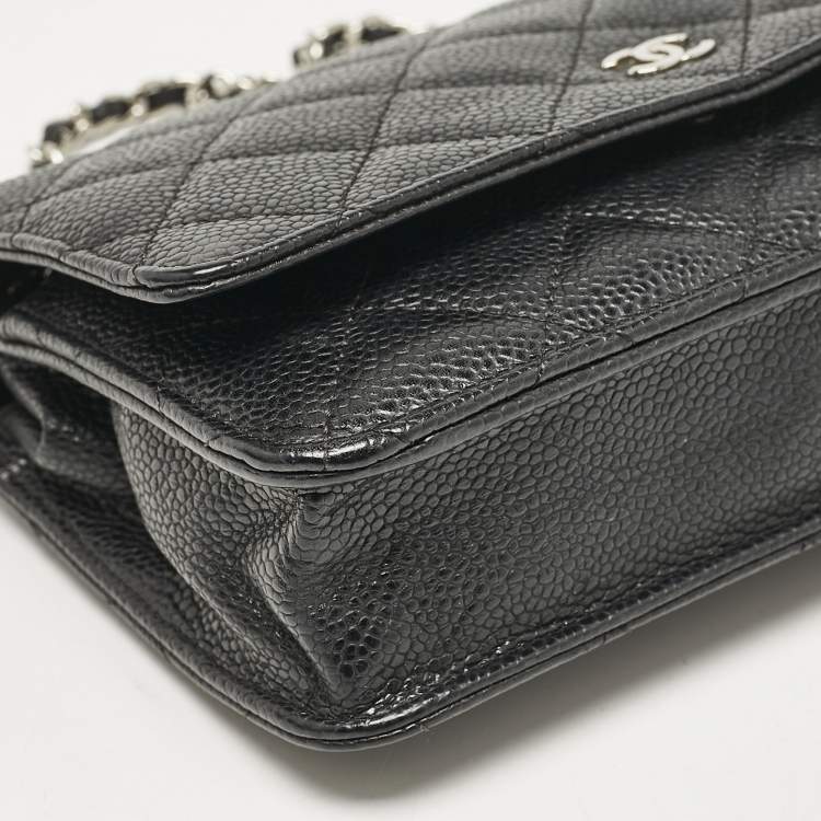Pre Owned Chanel Black Quilted Caviar Leather WOC Bag
