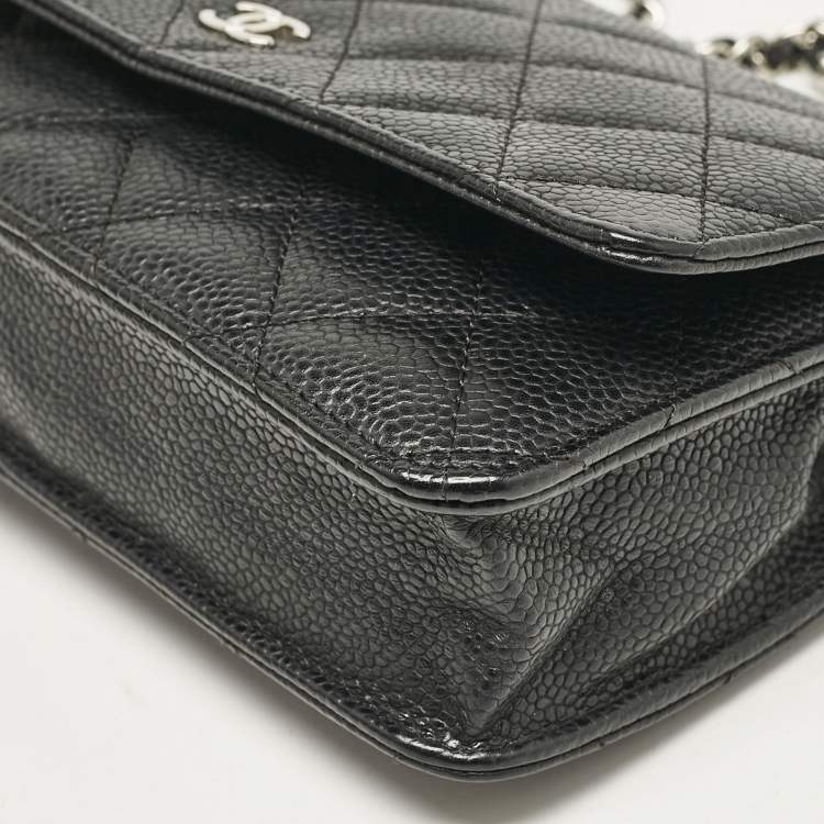Pre Owned Chanel Black Quilted Caviar Leather WOC Bag
