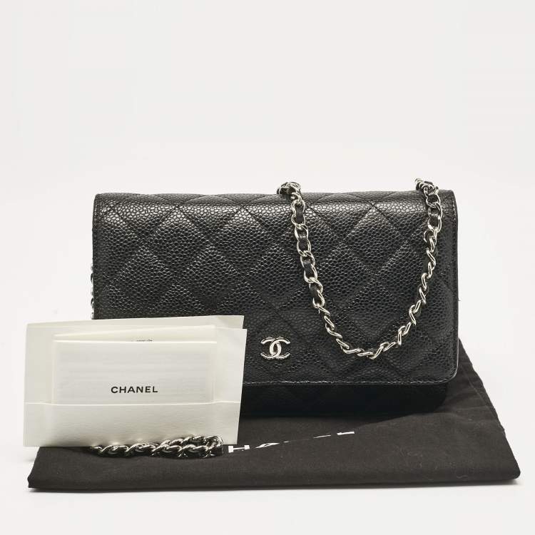 Pre Owned Chanel Black Quilted Caviar Leather WOC Bag