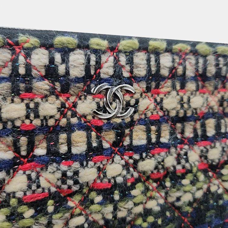 Pre Owned Chanel Multicolor Tweed Charm Decorated Medium Clutch Bag