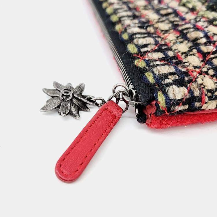 Pre Owned Chanel Multicolor Tweed Charm Decorated Medium Clutch Bag