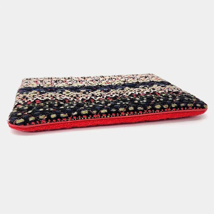 Pre Owned Chanel Multicolor Tweed Charm Decorated Medium Clutch Bag