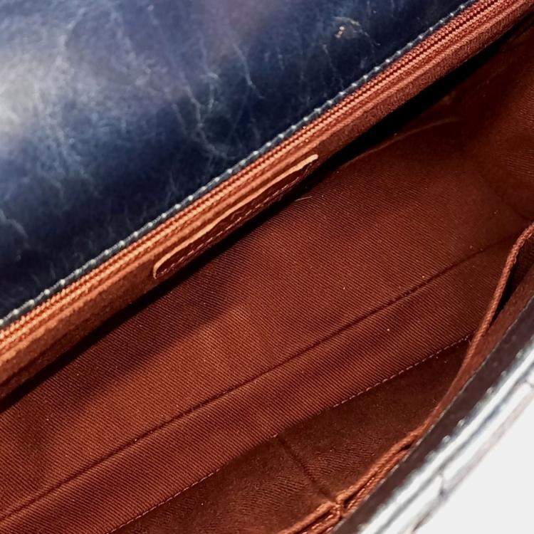Pre Owned Chanel Blue Leather Vintage Castle Rock Tote Bag
