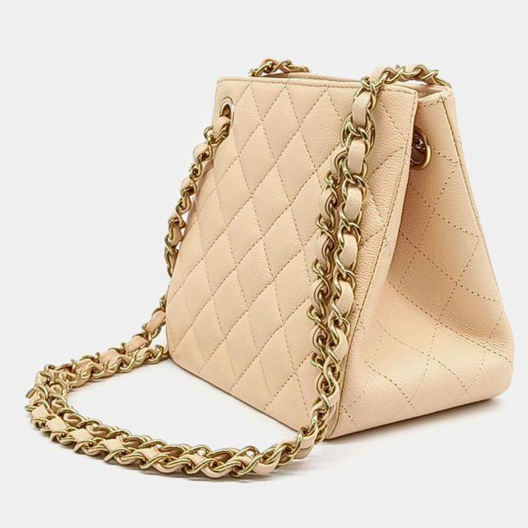 Pre Owned Chanel Beige Leather Classic Mini Bucket Bag