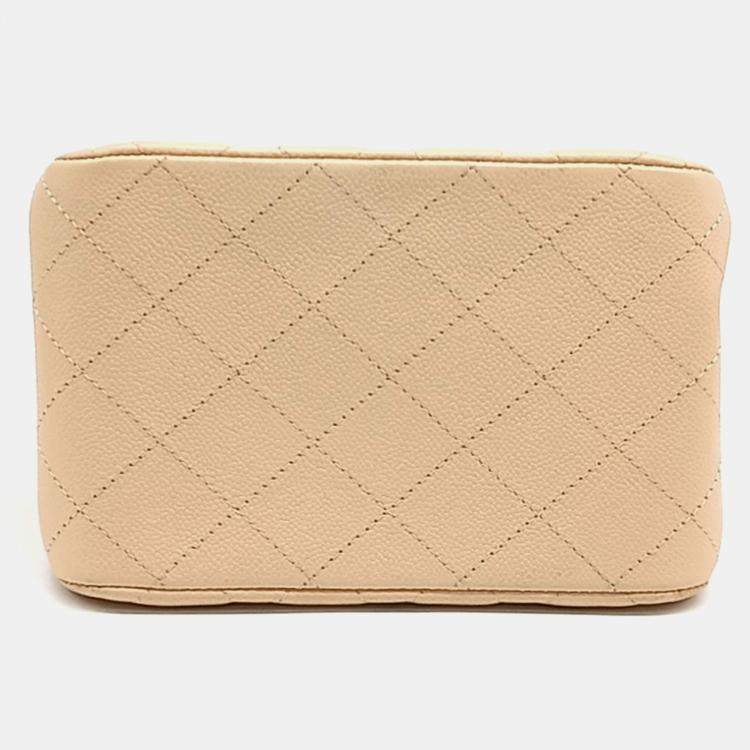 Pre Owned Chanel Beige Leather Classic Mini Bucket Bag