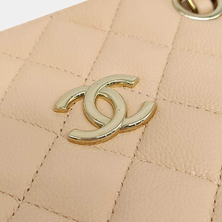 Pre Owned Chanel Beige Leather Classic Mini Bucket Bag