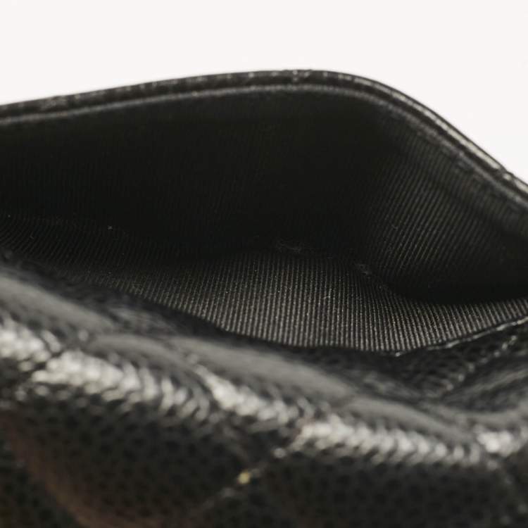 Pre Owned Chanel Black Caviar Leather CC Flap Card Case
