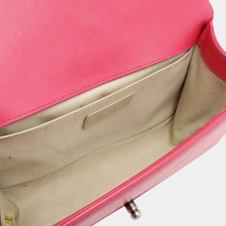 Pre Owned Chanel Pink Caviar Leather Boy Chain Shoulder Bag