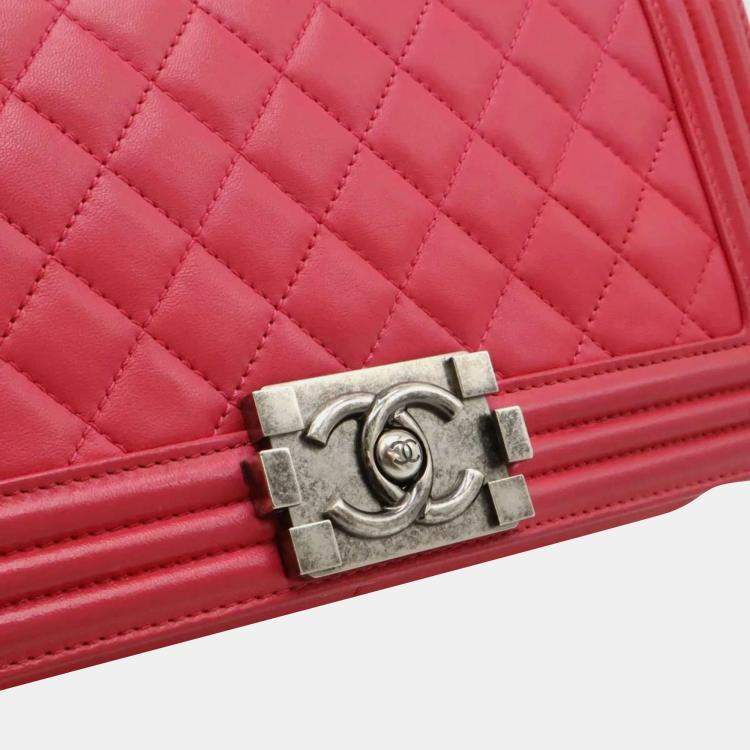 Pre Owned Chanel Pink Caviar Leather Boy Chain Shoulder Bag