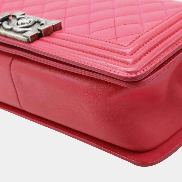 Pre Owned Chanel Pink Caviar Leather Boy Chain Shoulder Bag