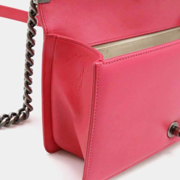 Pre Owned Chanel Pink Caviar Leather Boy Chain Shoulder Bag