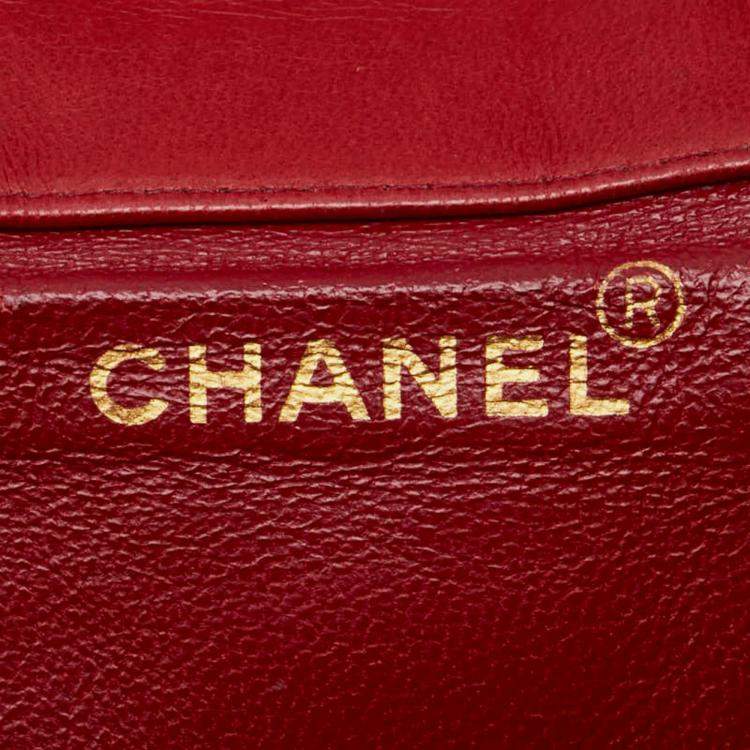 Pre Owned Chanel Red Lambskin Backpack