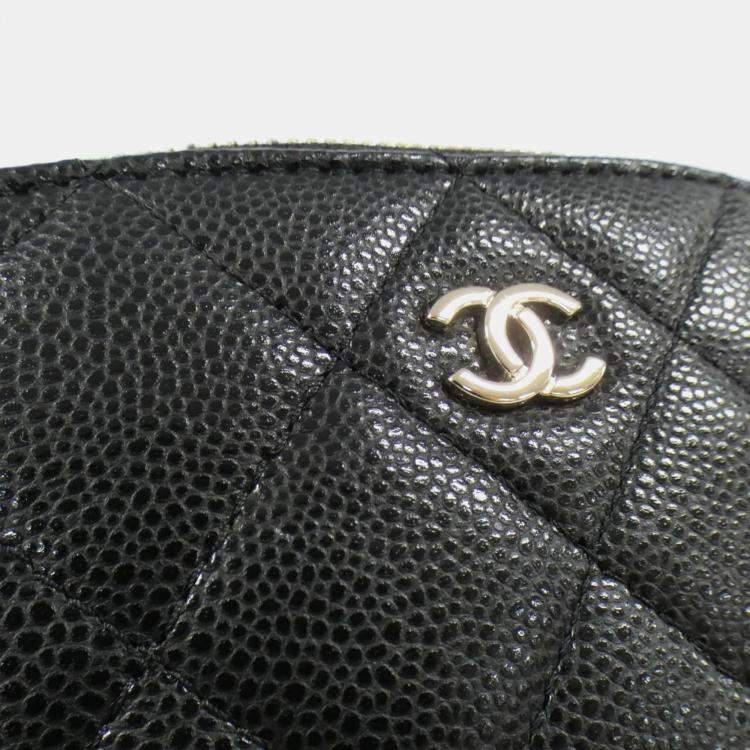 Pre Owned Chanel Black Caviar Quilted Classic Clutch With Chain 