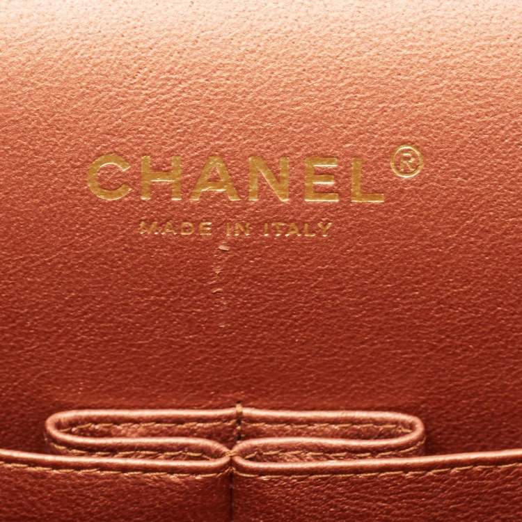 Pre Owned Chanel Copper Quilted Leather Maxi Classic Double Flap Bag