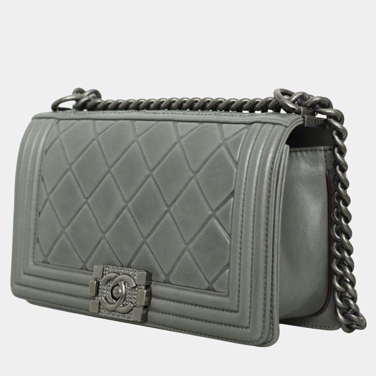 Pre Owned Chanel Grey Paris-Salzburg Medium Boy Bag