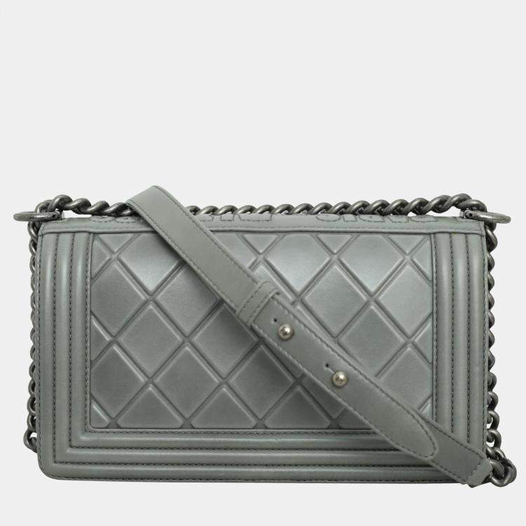 Pre Owned Chanel Grey Paris-Salzburg Medium Boy Bag