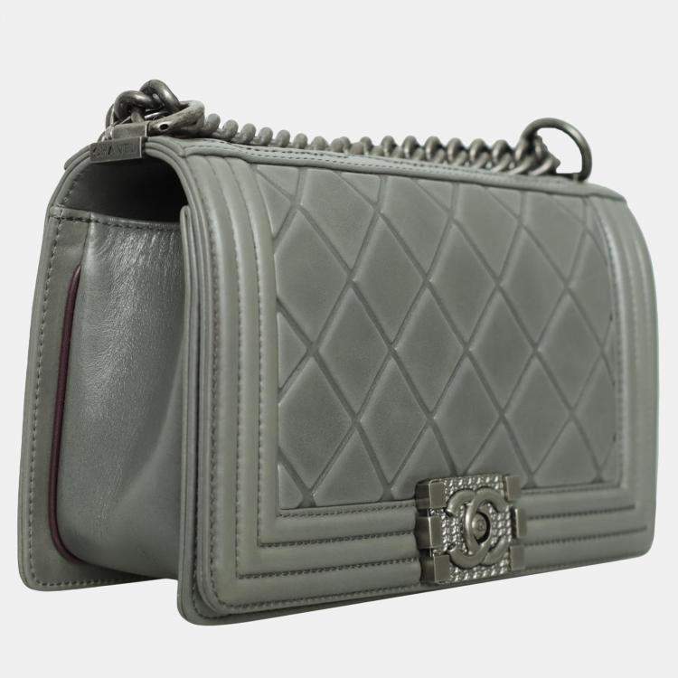 Pre Owned Chanel Grey Paris-Salzburg Medium Boy Bag