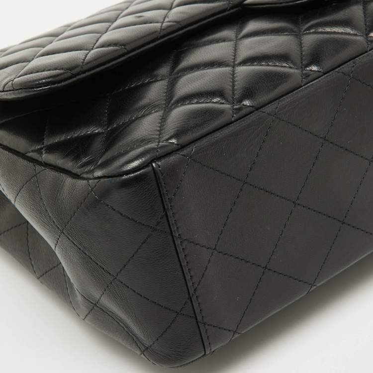 Pre Owned Chanel Black Quilted Leather Maxi Classic Double Flap Bag